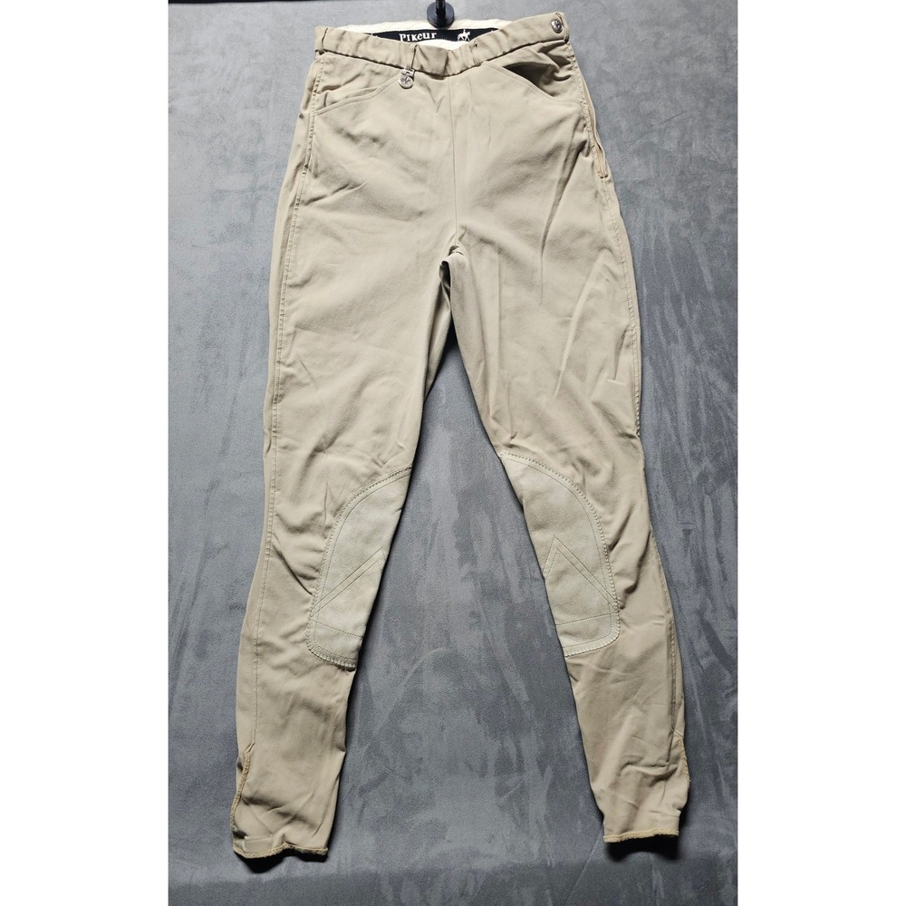 Pikeur Womens Tan Equestrian Riding Breeches Knee Patch Pants 26 Tapered Leg